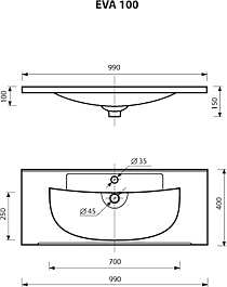 Misty Тумба с раковиной Марта 100 подвесная белая глянцевая – фотография-7